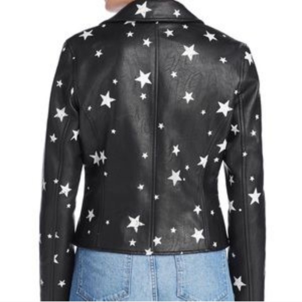 Aqua Faux black leather jacket with stars Sz XS - Picture 2 of 8